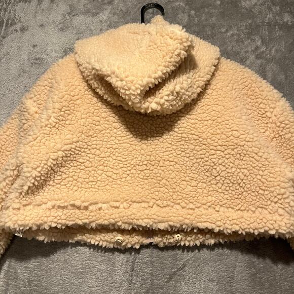 Anthropologie Sz M Daily Practice Faux Shearling Crop Zip-Up Jacket‎ Women's - Picture 3 of 6